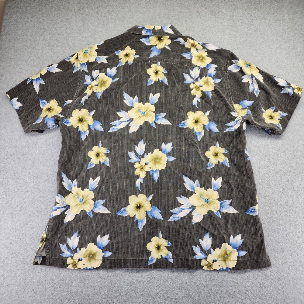 Tommy Bahama Men's XL Silk Gray Tropical Floral Short Sleeve Button Front Shirt - Picture 3 of 6
